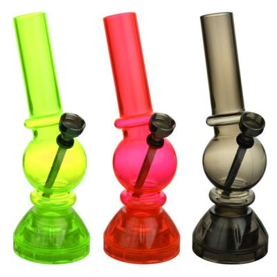 Angled Mini Acrylic Water Pipe w/ Grinder Base - 6.5"