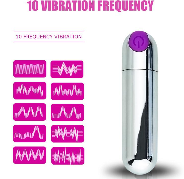 Waterproof USB Rechargeable 10 Speed Silver Bullet Vibrator for Women